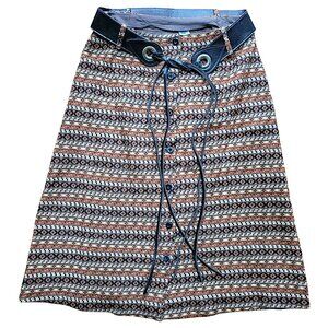 Button Front Vintage Skirt with Belt 1970s Union Label